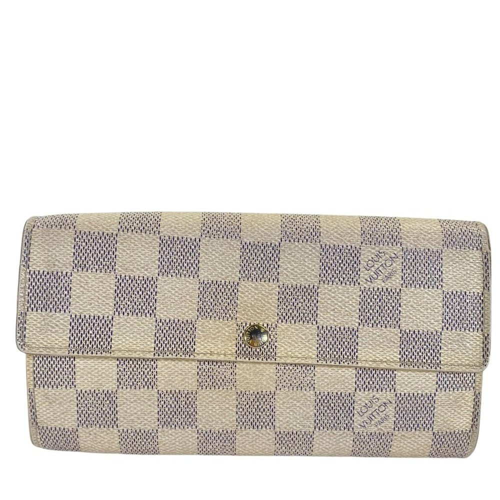 AUTHENTIC Louis Vuitton  WALLET LV Long Portefeuille Sarah White Damier Azul 183